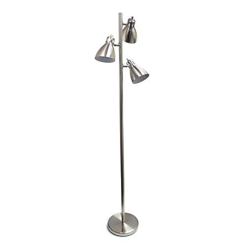 Simple Designs LF2007-BSN Metal 3 Light Tree Floor Lamp, Brushed Nickel