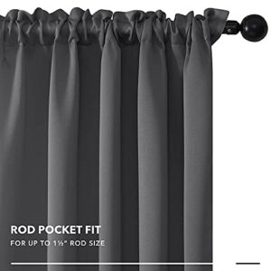 Deconovo Blackout Curtains Panels for Bedroom, Energy Saving Rod Pocket Living Room Curtains, Grey Black Out Curtains 63 Inch Long 2 Panels Burg - 42W x 63L Inch, Dark Grey,