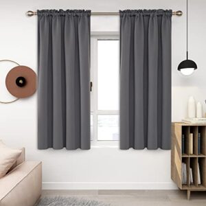 deconovo blackout curtains panels for bedroom, energy saving rod pocket living room curtains, grey black out curtains 63 inch long 2 panels burg - 42w x 63l inch, dark grey,