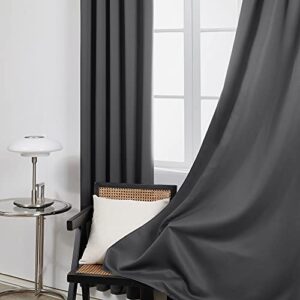 Deconovo Blackout Curtains Panels for Bedroom, Energy Saving Rod Pocket Living Room Curtains, Grey Black Out Curtains 63 Inch Long 2 Panels Burg - 42W x 63L Inch, Dark Grey,