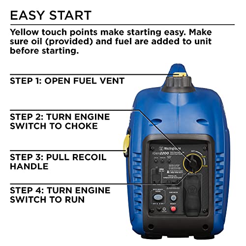 Westinghouse Outdoor Power Equipment 2200 Peak Watt Super Quiet & Lightweight Portable Inverter Generator, Gas Powered, Parallel Capable, Long Run Time