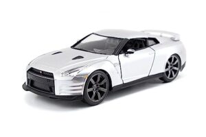 fast & furious 1:32 2009 brian's nissan gt-r r35 die-cast car, toys for kids and adults(silver)