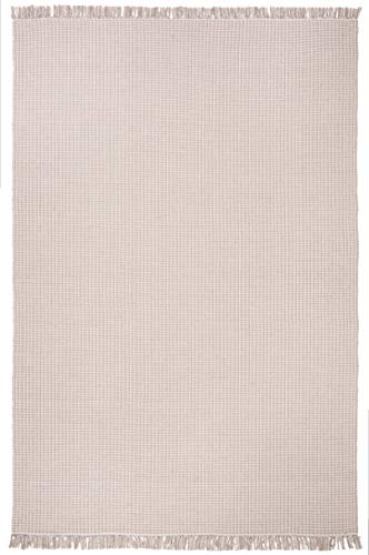 SAFAVIEH Montauk Collection Area Rug - 6' x 9', Ivory & Grey, Handmade Flat Weave Boho Farmhouse Cotton Tassel Fringe, Ideal for High Traffic Areas in Living Room, Bedroom (MTK340A)