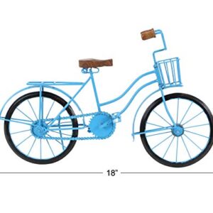 Deco 79 Metal Bike Sculpture with Wood Accents, 18" x 4" x 11", Blue