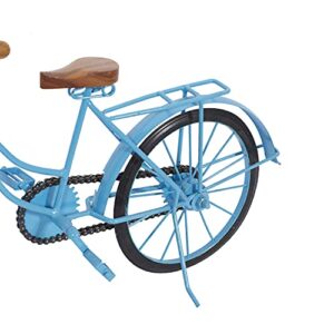 Deco 79 Metal Bike Sculpture with Wood Accents, 18" x 4" x 11", Blue