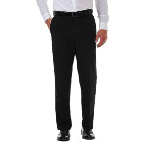haggar mens cool 18 pro classic fit flat front - regular and big & tall sizes casual pants, black, 46w x 30l us
