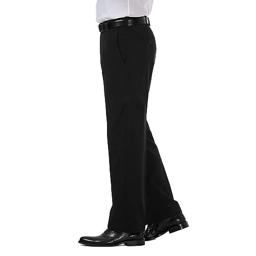 Haggar mens Cool 18 Pro Classic Fit Flat Front - Regular and Big & Tall Sizes Casual Pants, Black, 46W x 30L US