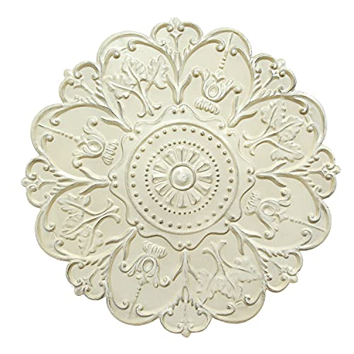 Stratton Home Decor -- Dropship, us home, SUHQX S03354 Stratton Home Decor Shabby White Medallion Wall Decor Shabby Medallion Wall Decor,White, 27.00" x 1.18"