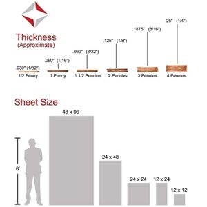 Clear Acrylic Plexiglass Sheet - 1/4" Thick Cast - 12" x 24"