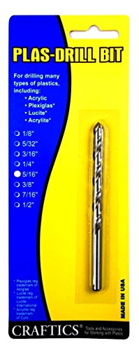 Craftics 5/16 Drill Bit for Plastic (Acrylics, Plexiglas, Lexan, ABS, PVC, and More) Works with Hand Drill