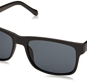 Fossil Men's FOS3061s Rectangular Sunglasses, Matte Black/Gray, 57 mm