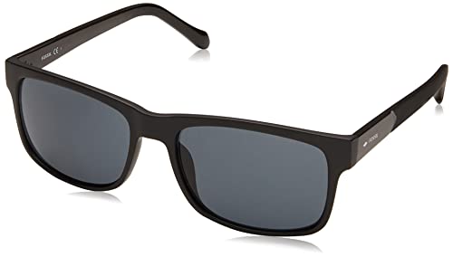 Fossil Men's FOS3061s Rectangular Sunglasses, Matte Black/Gray, 57 mm