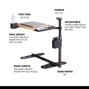 Signature Life Independence Tray Table, Bamboo Swivel TV Tray, Adjustable Laptop Table with Ergonomic Stand Assist Safety Handle, Independent Living Aid