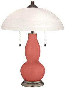 color + plus modern accent table lamp 21.5" high coral reef glass gourd alabaster dome shade for living room family bedroom bedside nightstand