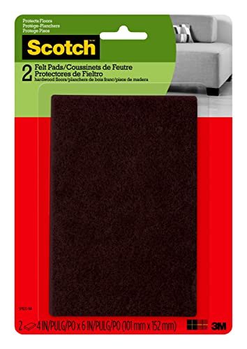 Scotch SP820-NA Felt Furniture Pads, 4 in x 6 in, Brown, 2 Count