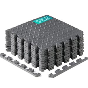 yes4all interlocking exercise foam mats with border – interlocking floor mats for gym equipment – eva interlocking floor tiles (gray)