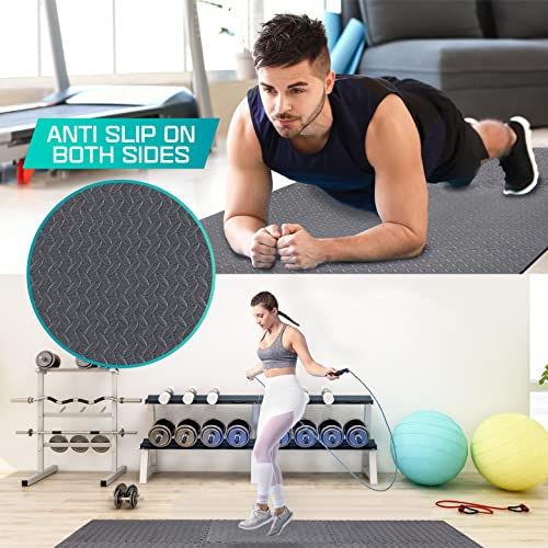 Yes4All Interlocking Exercise Foam Mats with Border – Interlocking Floor Mats for Gym Equipment – Eva Interlocking Floor Tiles (Gray)