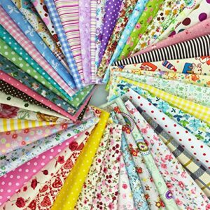 flic-flac 200pcs 4 x 4 inches (10cmx10cm) Cotton Craft Fabric Bundle Squares Patchwork Lint DIY Sewing Scrapbooking Quilting Dot Pattern Artcraft