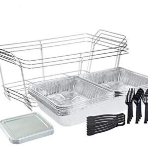 Tiger Chef Chafing Dish Buffet Set Disposable - Full Size Disposable Wire Chafer Stand Kit - 30-Piece Catering Set for Parties Includes Chafer Pans Disposable Serving Utensils