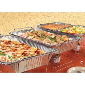 Tiger Chef Chafing Dish Buffet Set Disposable - Full Size Disposable Wire Chafer Stand Kit - 30-Piece Catering Set for Parties Includes Chafer Pans Disposable Serving Utensils