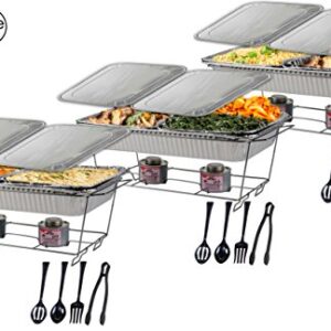 Tiger Chef Chafing Dish Buffet Set Disposable - Full Size Disposable Wire Chafer Stand Kit - 30-Piece Catering Set for Parties Includes Chafer Pans Disposable Serving Utensils