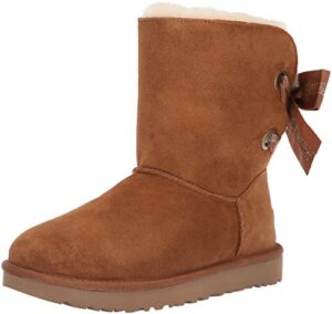 ugg baby girls jesse bow ii boot, chestnut, 4-5 toddler us