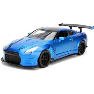 jada toys fast & furious 1:24 2009 brian's nissan gt-r r35 ben sopra die-cast car, toys for kids and adults blue
