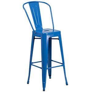 Flash Furniture Commercial Grade 30" Round Blue Metal Indoor-Outdoor Bar Table Set with 2 Cafe Stools