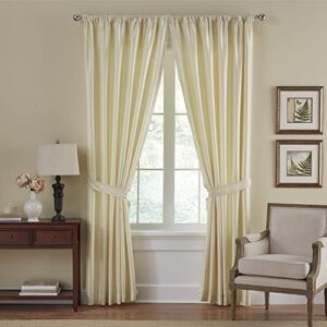 elrene home fashions versailles faux-silk room-darkening curtain panel, blackout curtain with rod pocket, 52 inches by 84 inches, ivory, 1 panel