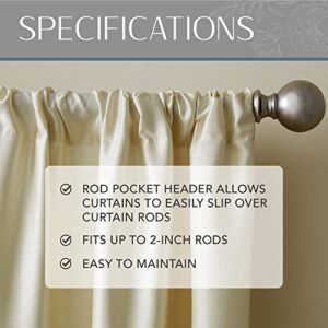 Elrene Home Fashions Versailles Faux-Silk Room-Darkening Curtain Panel, Blackout Curtain with Rod Pocket, 52 Inches by 84 Inches, Ivory, 1 Panel