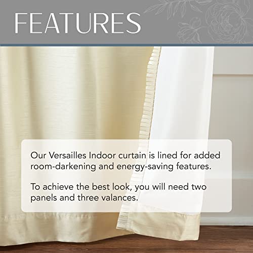 Elrene Home Fashions Versailles Faux-Silk Room-Darkening Curtain Panel, Blackout Curtain with Rod Pocket, 52 Inches by 84 Inches, Ivory, 1 Panel