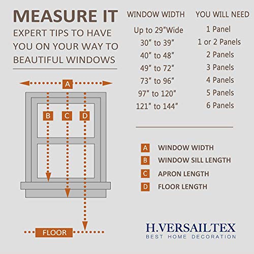 H.VERSAILTEX Linen Curtains Natural Blended Curtain Panels for Living Room/Light Reducing Linen Sheer Curtains 84 inch Length 2 Panels Set Nickel Grommet Window Panels, Natural