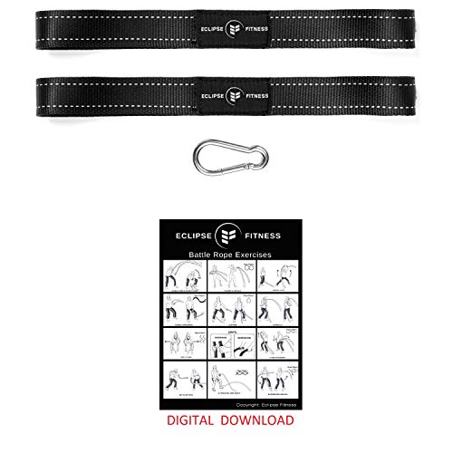 Eclipse Fitness Battle Rope Anchor Strap Kit | Heavy Duty Reinforced Nylon | Easy and Fast Setup | Stops Rope Damage | Stainless Steel Carabiner | Includes Exercise Guide