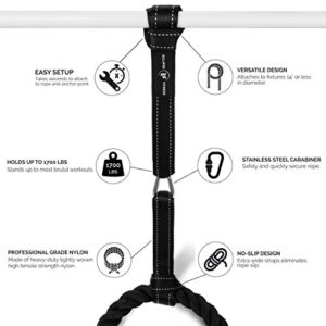 Eclipse Fitness Battle Rope Anchor Strap Kit | Heavy Duty Reinforced Nylon | Easy and Fast Setup | Stops Rope Damage | Stainless Steel Carabiner | Includes Exercise Guide