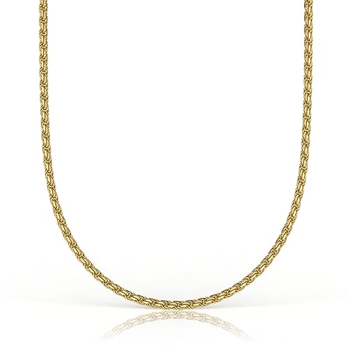 18K Gold over Sterling Silver 1.6mm Italian Rope Chain Necklace for Women and Men, Diamond Cut Shimmering Womens and Mens Chain, Layering Chain - 22"