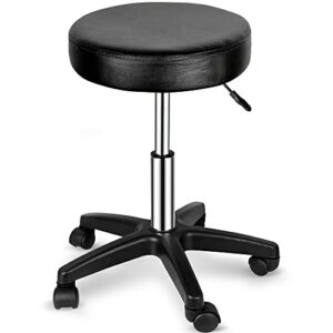 nova microdermabrasion adjustable hydraulic rolling swivel salon stool chair tattoo massage facial spa stool chair black (black)