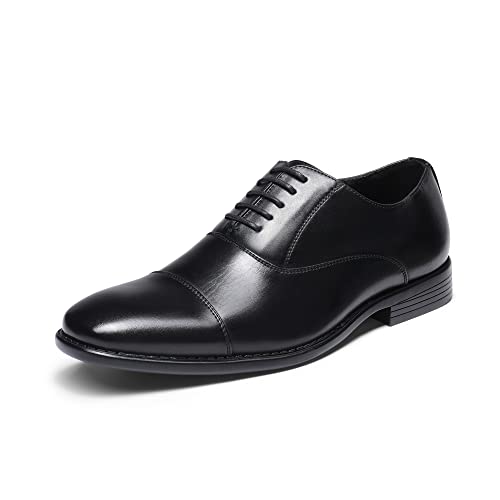 Bruno Marc Mens Dress Shoes - Formal Classic Cap Toe Lace-up Oxfords Shoes, Black-6-13(DP-06)