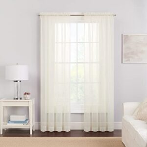 pairs to go victoria voile modern sheer rod pocket window curtains for living room (2 panels), 59 x 84 in, ivory