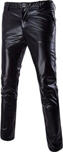 zeroyaa mens night club metallic gold suit pants/straight leg trousers (30, black)