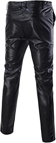 ZEROYAA Mens Night Club Metallic Gold Suit Pants/Straight Leg Trousers (30, Black)