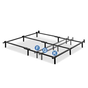 zinus paige compack adjustable 7 inch heavy duty bed frame, for box spring and mattress sets, fits full queen king