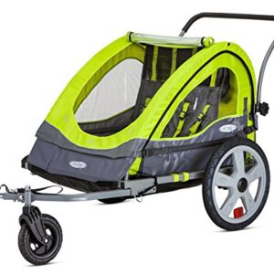 Instep Quick-N-EZ Double Tow Behind Bike Trailer, Converts to Stroller/Jogger, Green