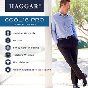 Haggar mens Cool 18 Pro Classic Fit Pleat Front Hidden Expandable Waist With Big & Tall Sizes Casual Pants, Black, 38W x 34L US