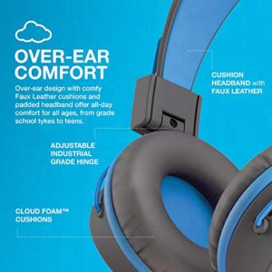 JLab JBuddies Studio On-Ear Kids Wired Headphones | Toddler Headphones | Kid Safe | Studio Volume Safe | Volume Limiter | Folding | Adjustable | Noise Isolation | with Mic (Graphite/Blue)