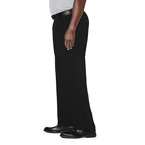 Haggar mens Cool 18 Pro Classic Fit Pleat Front Hidden Expandable Waist With Big & Tall Sizes Casual Pants, Black, 36W x 32L US