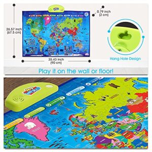 BEST LEARNING i-Poster My World Interactive Map - Educational Talking Toy for Children of Ages 5 to 12 Years Old - Perfect Geography Learning Game as a Gift for Kids Ages 8-12