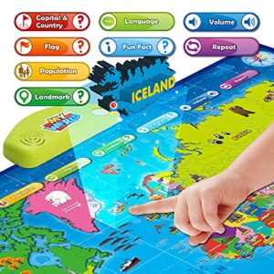 BEST LEARNING i-Poster My World Interactive Map - Educational Talking Toy for Children of Ages 5 to 12 Years Old - Perfect Geography Learning Game as a Gift for Kids Ages 8-12