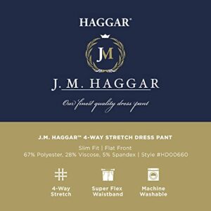 J.M. Haggar mens J.m Haggar Stretch Superflex Waist Slim Fit Flat Front Dress Casual Pants, Black, 34W x 29L US