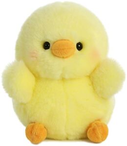 aurora® round rolly pet™ chickadee chick™ stuffed animal - adorable companions - on-the-go fun - yellow 5 inches