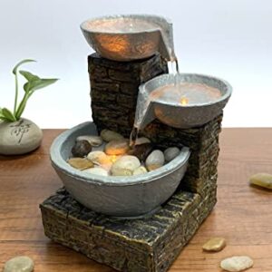 Nature's Mark Cascading Bowl and Brick LED Fountain (Adapter Included Free)